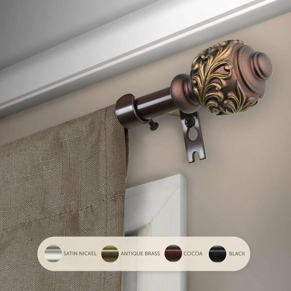 Kd Encimera 0.625 in. Aria Curtain Rod with 28 to 48 in. Extension, Cocoa KD3299328